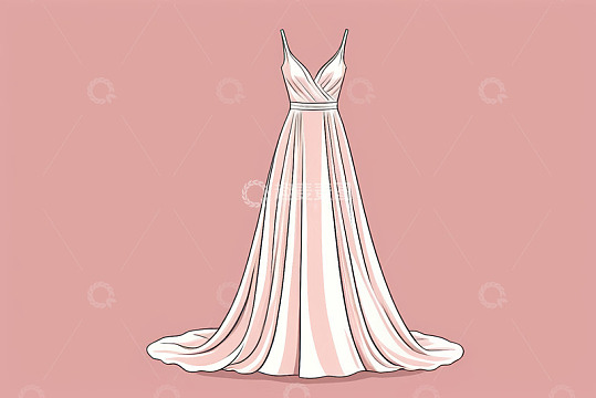 简约风格白色长款婚纱设计图