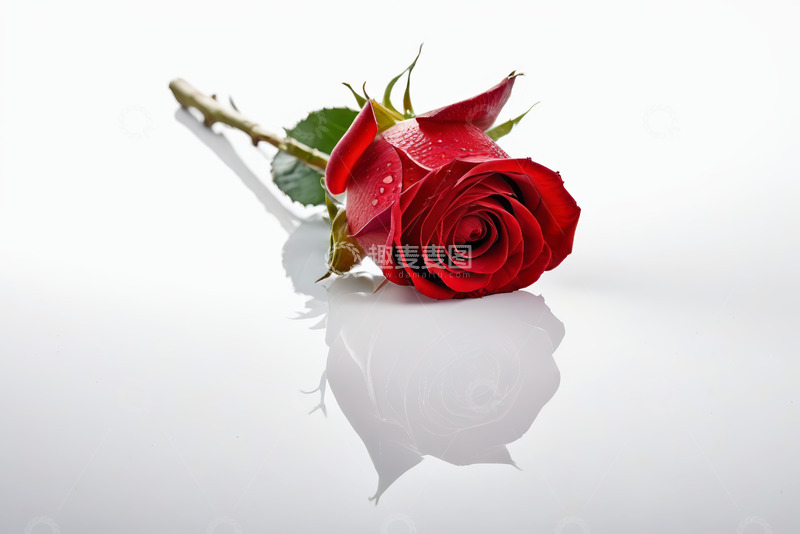 高清大图下载【趣麦麦图】单支红玫瑰静物特写