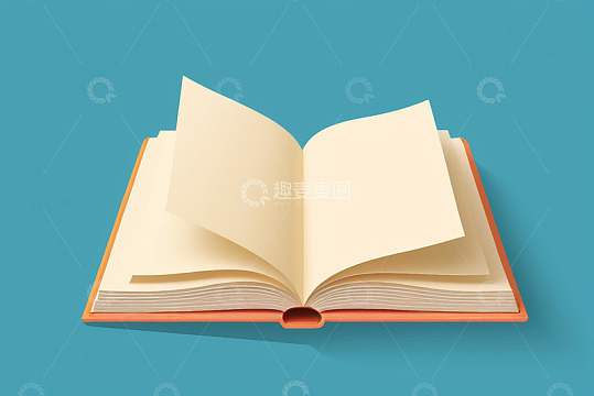 蓝色背景下翻开的书籍素材