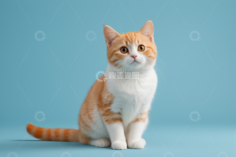 高清大图下载【趣麦麦图】橘白相间猫咪坐姿特写