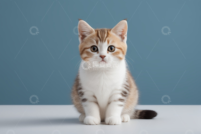 高清大图下载【趣麦麦图】可爱小猫正面端坐照片