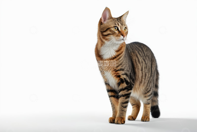 高清大图下载【趣麦麦图】站立的斑纹猫