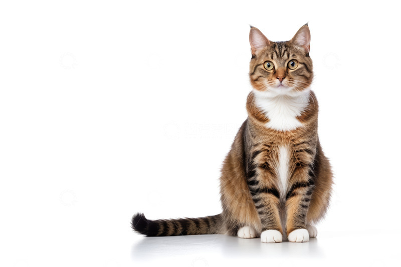 高清大图下载【趣麦麦图】坐姿条纹猫特写