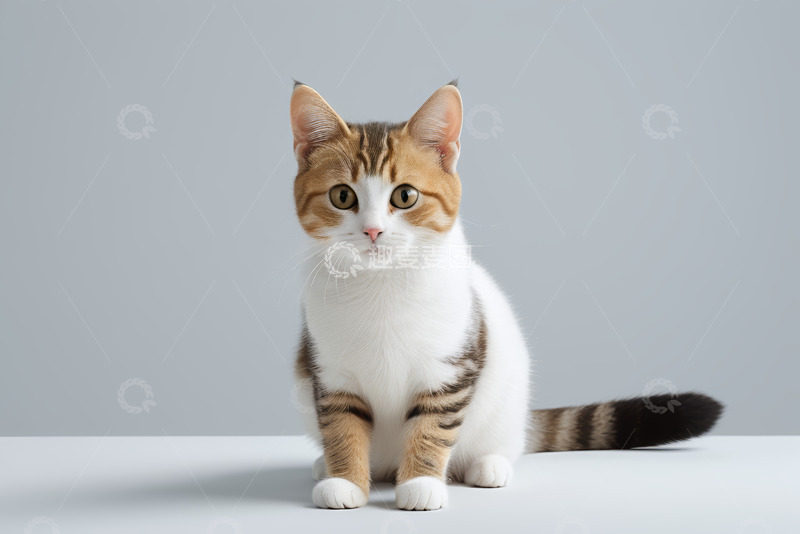 高清大图下载【趣麦麦图】三色小猫正坐特写