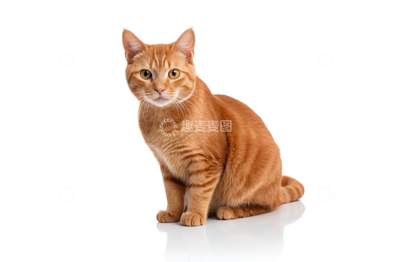 高清大图下载【趣麦麦图】橘色猫咪正坐特写
