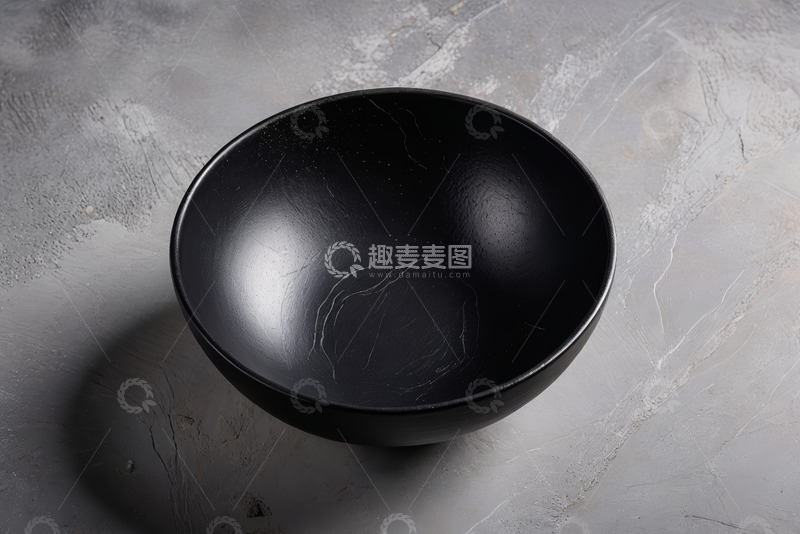 高清大图下载【趣麦麦图】混凝土背景上的黑色碗