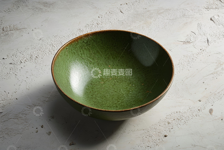 绿色陶瓷碗特写
