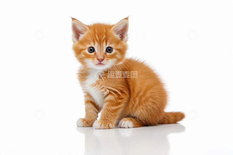 高清大图下载【趣麦麦图】橘色小猫正坐特写