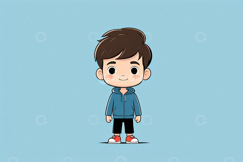 站立的卡通年轻男孩形象