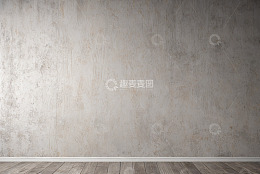 室内灰白色纹理墙面与木地板