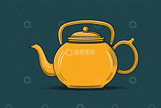 黄色茶壶插图