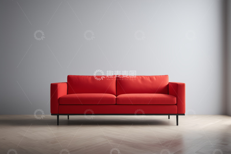 高清大图下载【趣麦麦图】-现代风格红色沙发室内展示