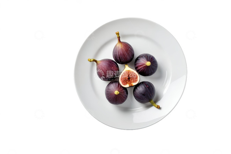 高清大图下载【趣麦麦图】白色盘上的紫色无花果