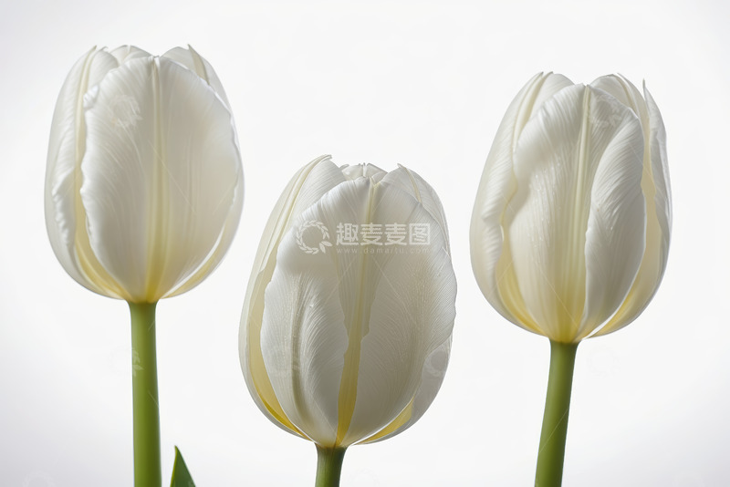 高清大图下载【趣麦麦图】三朵白色郁金香特写