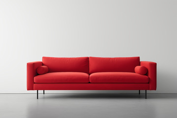 红色双人沙发室内展示