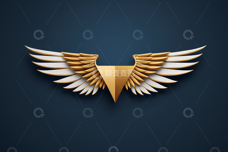 高清大图下载【趣麦麦图】金色翅膀标志设计