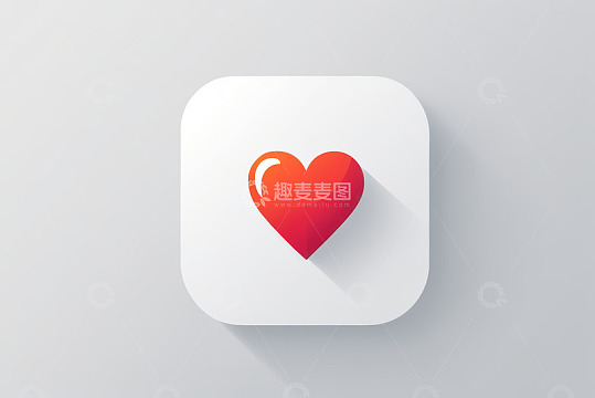带红心图标白色方形按钮