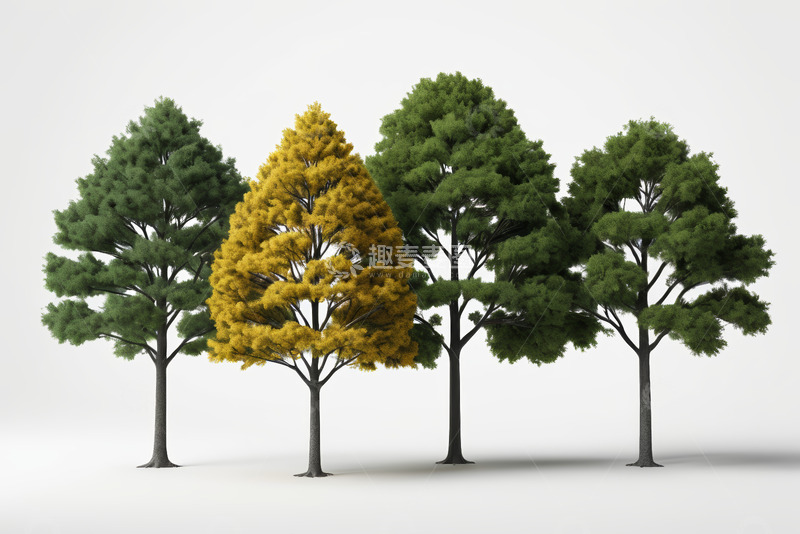 高清大图下载【趣麦麦图】多棵不同颜色树木的展示