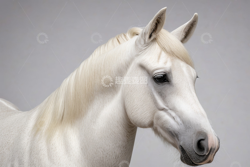 高清大图下载【趣麦麦图】白色骏马特写素材