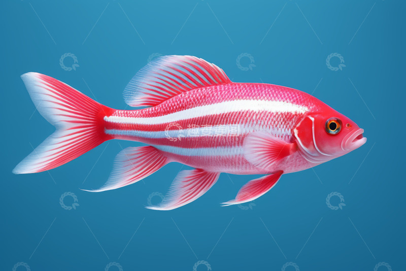 高清大图下载【趣麦麦图】红色条纹观赏鱼特写