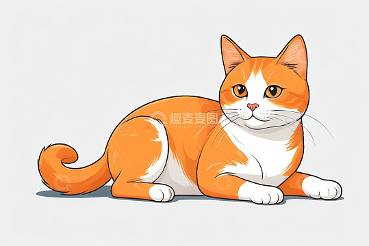 橙白相间猫咪静态插画