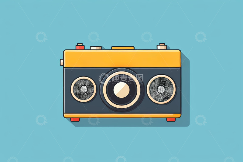 高清大图下载【趣麦麦图】复古风格卡通相机插图