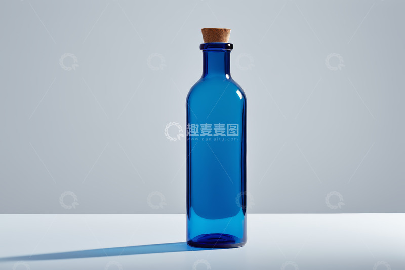 高清大图下载【趣麦麦图】蓝色玻璃瓶带软木塞静物