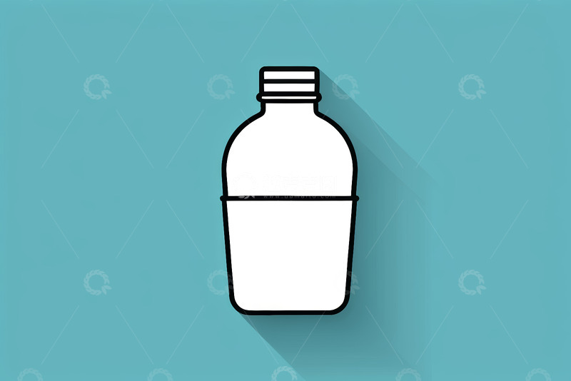 高清大图下载【趣麦麦图】简约蓝色背景下的瓶子图标