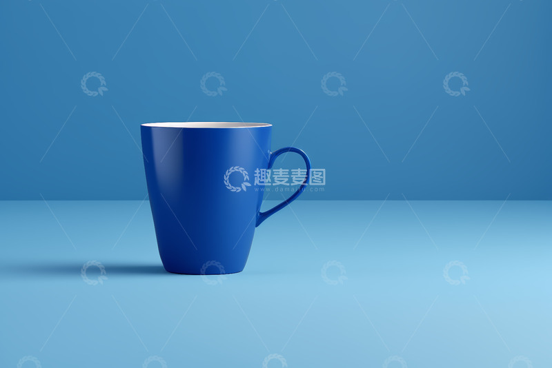 高清大图下载【趣麦麦图】蓝色背景上的蓝色杯子