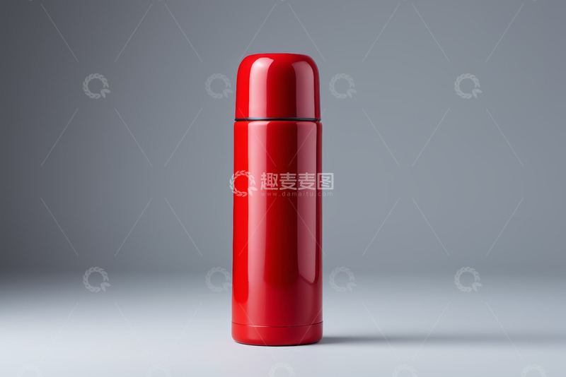 高清大图下载【趣麦麦图】红色不锈钢保温杯特写