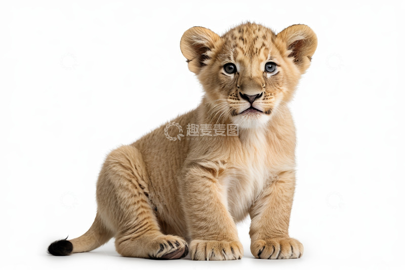 高清大图下载【趣麦麦图】可爱小狮子正面坐姿特写