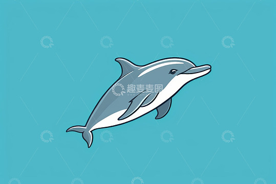 蓝色背景卡通海豚插画