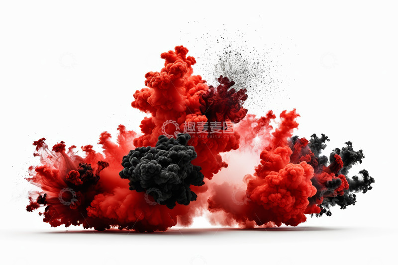 高清大图下载【趣麦麦图】红黑墨水在白色背景中扩散
