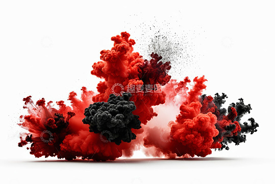 红黑墨水在白色背景中扩散