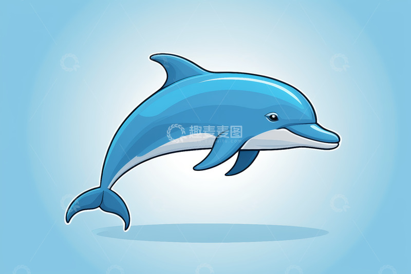 高清大图下载【趣麦麦图】卡通海豚跃起素材
