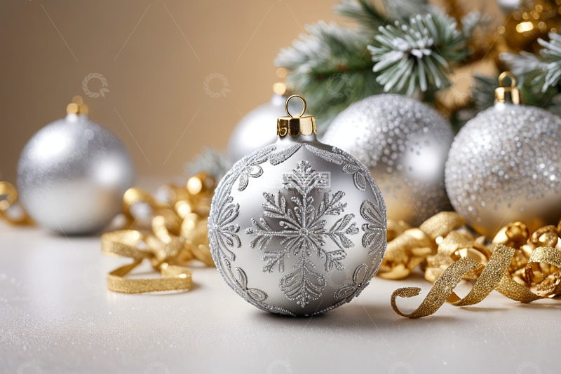 高清大图下载【趣麦麦图】圣诞装饰球特写