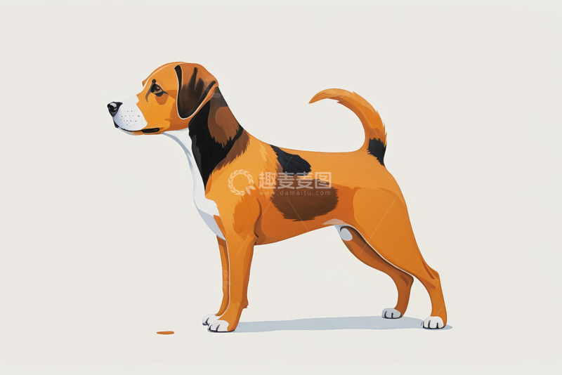 高清大图下载【趣麦麦图】站立姿态的卡通小狗插画