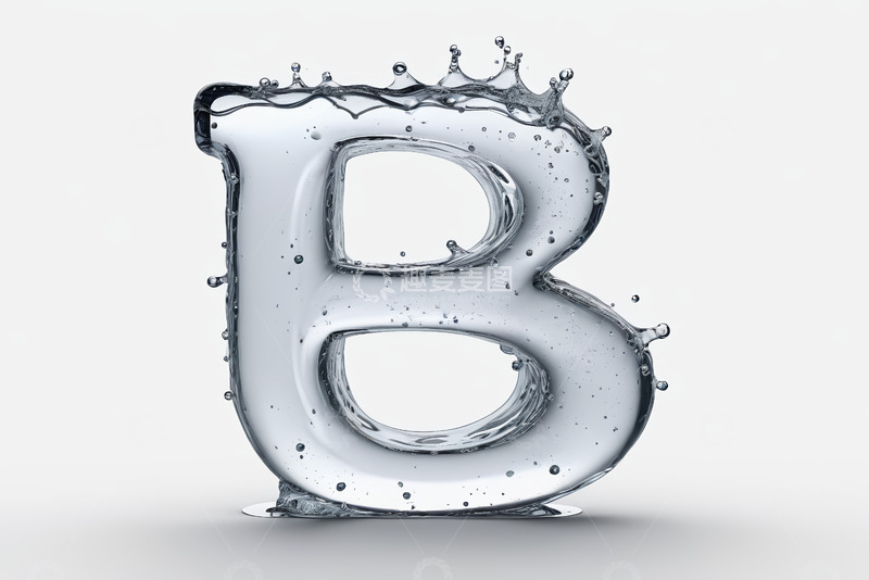 高清大图下载【趣麦麦图】液态水字母B创意素材