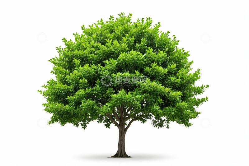 高清大图下载【趣麦麦图】白色背景下的单棵绿色树木