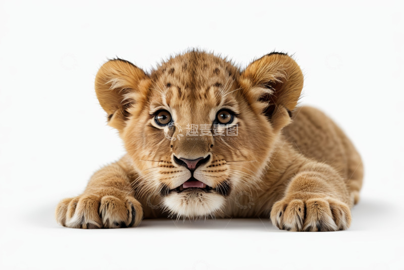 高清大图下载【趣麦麦图】趴着的小狮子特写