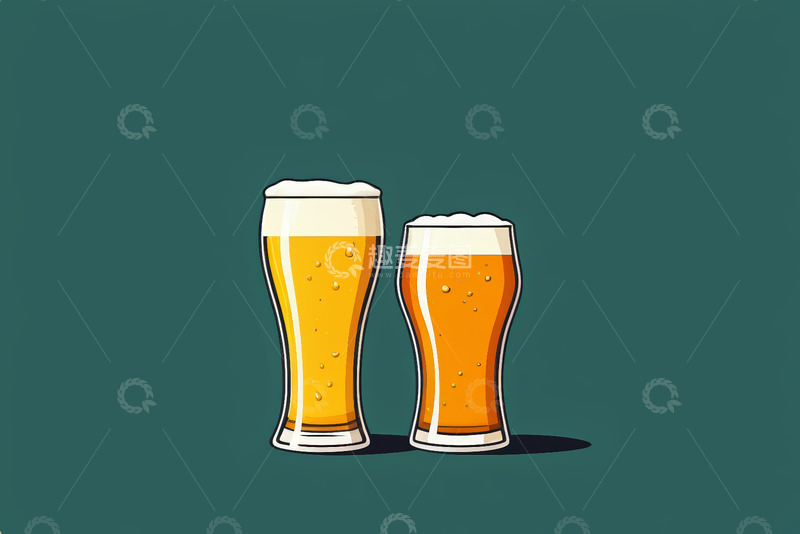 高清大图下载【趣麦麦图】两杯啤酒插画