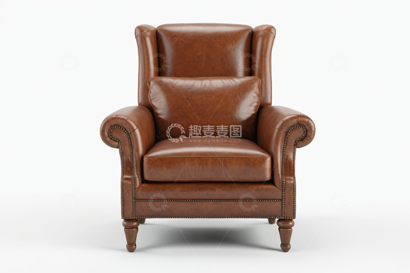 高清大图下载【趣麦麦图】棕色皮质单人沙发