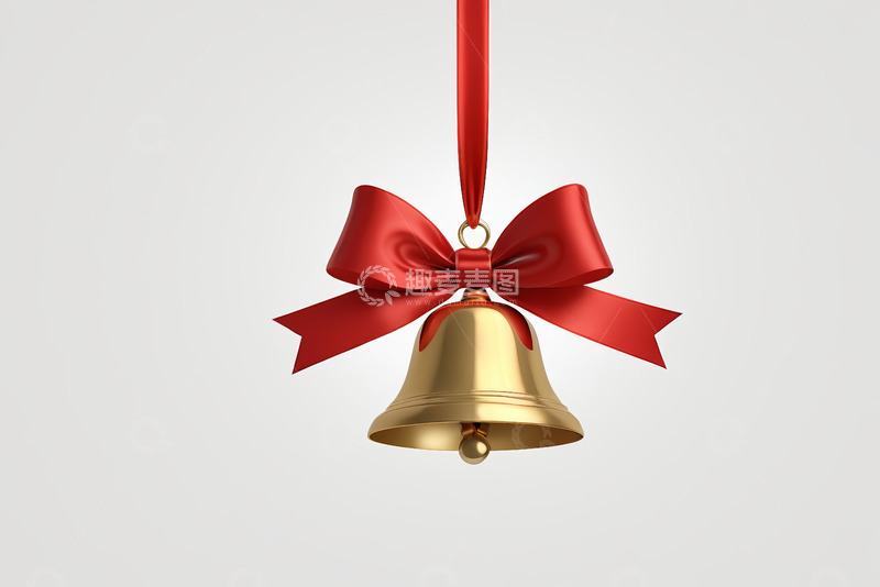 高清大图下载【趣麦麦图】金色铃铛配红色蝴蝶结装饰