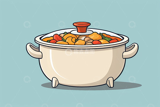 卡通风格炖煮食物的锅