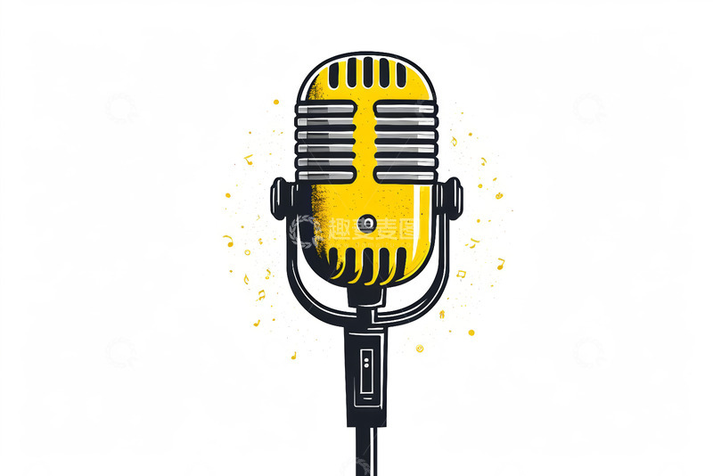 高清大图下载【趣麦麦图】复古风格麦克风插画
