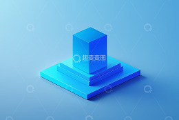 蓝色几何立体模型