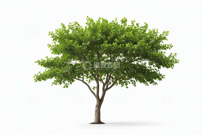 高清大图下载【趣麦麦图】白色背景下的单棵绿树
