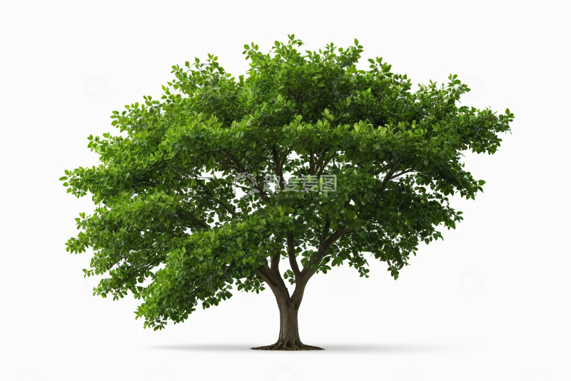 高清大图下载【趣麦麦图】独立绿树白色背景素材