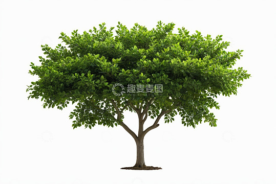 白色背景下的绿色树木素材