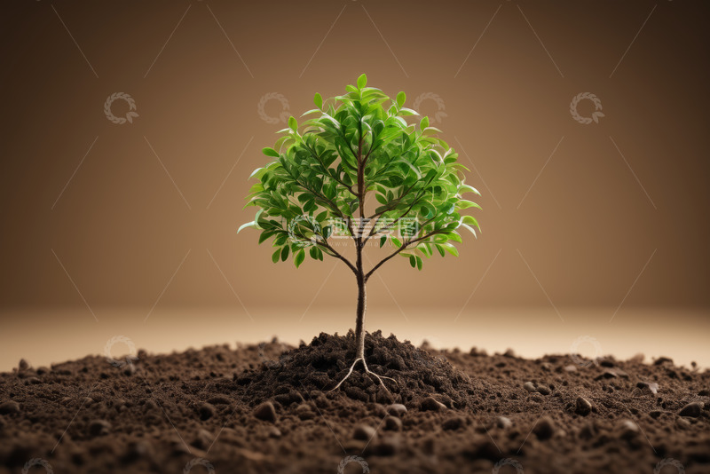 高清大图下载【趣麦麦图】小树苗扎根土壤特写